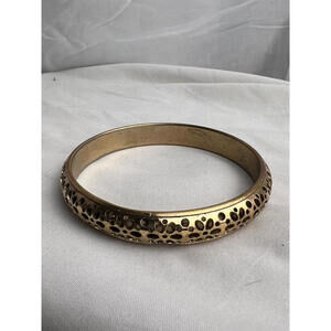 vintage gold toned flower pattern bohemian bangle bracelet